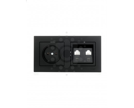 Рамка двойная горизонтальная черная Lezard серия Vesna 742-4200-147 фото 3